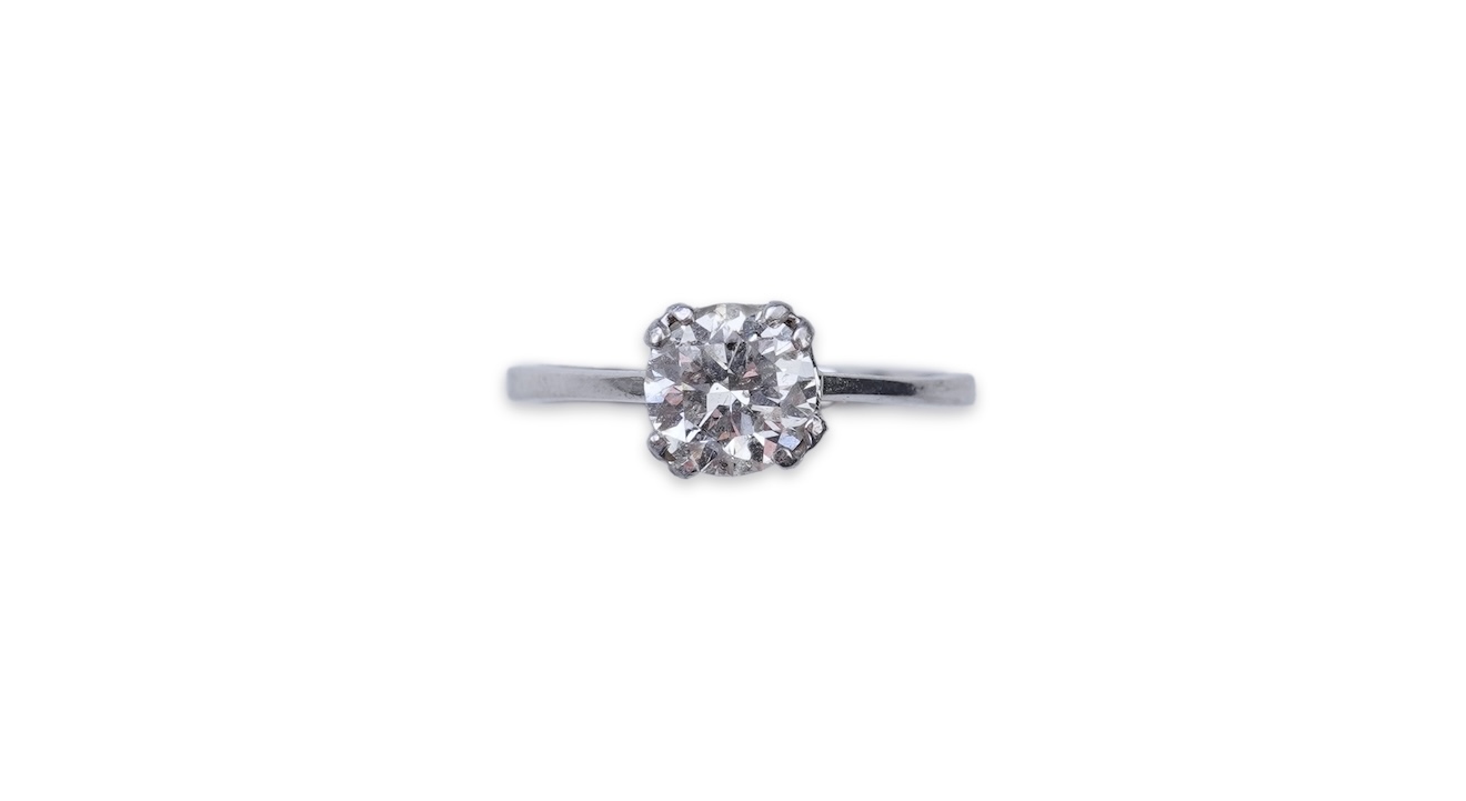 A diamond solitaire ring